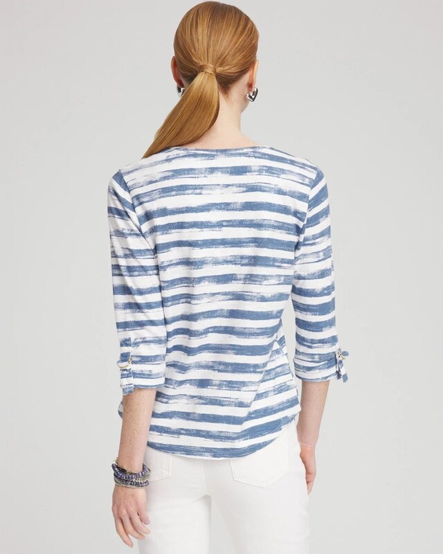 Stripe Ring Detail Henley Top - image 3